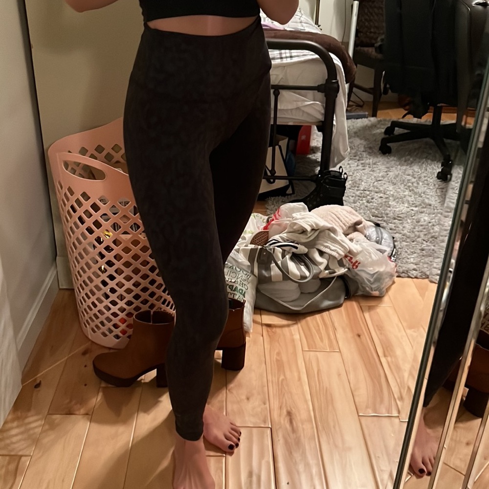 lululemon athletica Dark Charcoal Leopard High-Rise Leggings